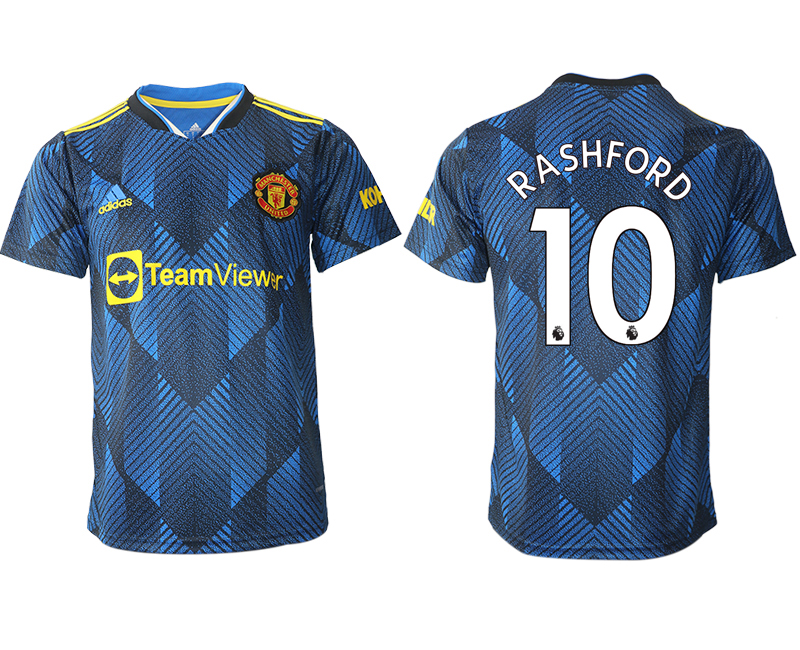 Men 2021-2022 Club Manchester United Second away aaa version blue #10 Soccer Jersey